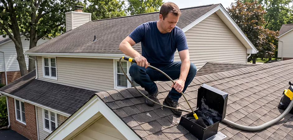 Multi-Story Roof Dryer Vent Cleaning in Salisbury